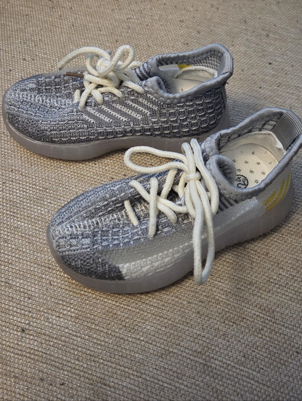 Toddlers Grey Knit Lace-Up Sneakers